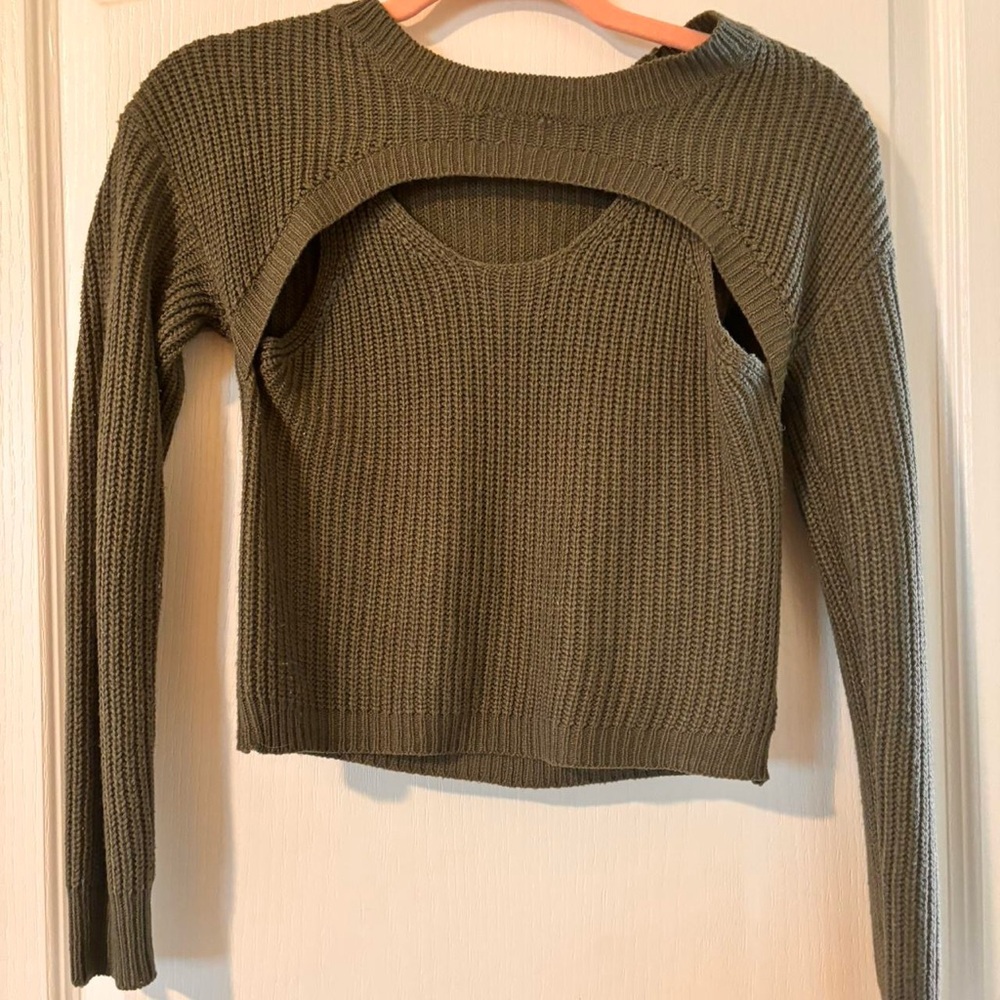 Olive Green V-Neck Sweater